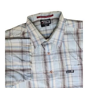 Y2k SouthPole‎ Button Up Shirt White Blue Plaid Short Sleeve Mens XL Authentic